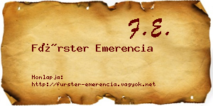 Fürster Emerencia névjegykártya